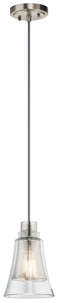 Product image for Kichler 43629NI Evie 1 Light Mini Pendant Brushed Nickel