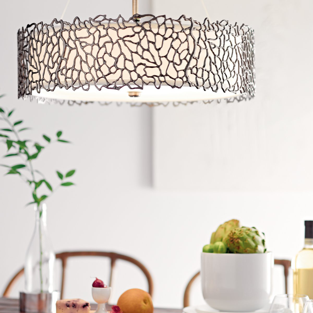 Product image for Kichler 43347CLP Silver Coral 4 Light Chandelier / Pendant Clasic Pewter