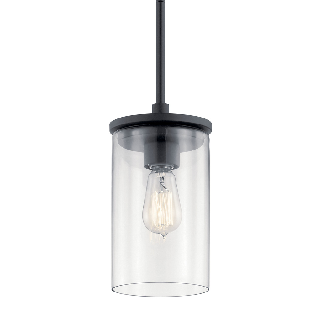 Product image for Kichler 43996BK Crosby 1 Light Mini Pendant Black