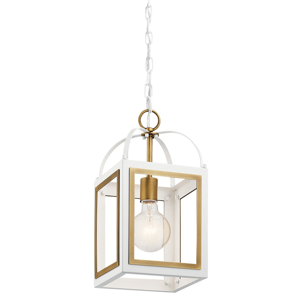 Product image for Kichler 52030WHNBR Vath 8" 1 Light Foyer White & Brass