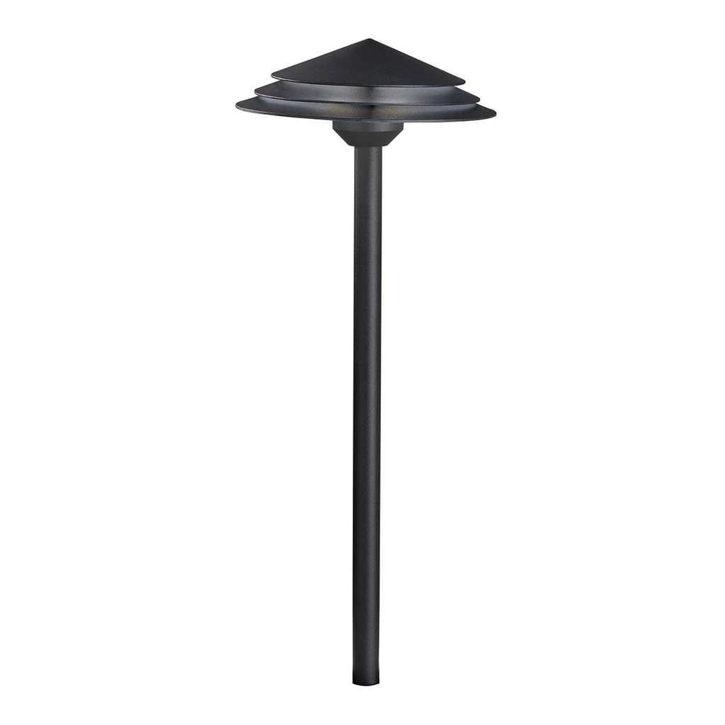 Product image for Kichler 16124BKT30 Round Tiered 3000K LED Path Light Textured Black
