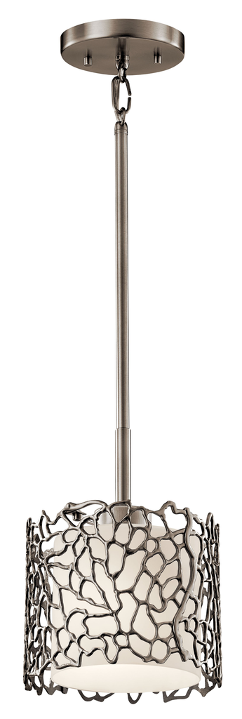 Product image for Kichler 43349CLP Silver Coral 1 Light Mini Pendant - Classic Pewter