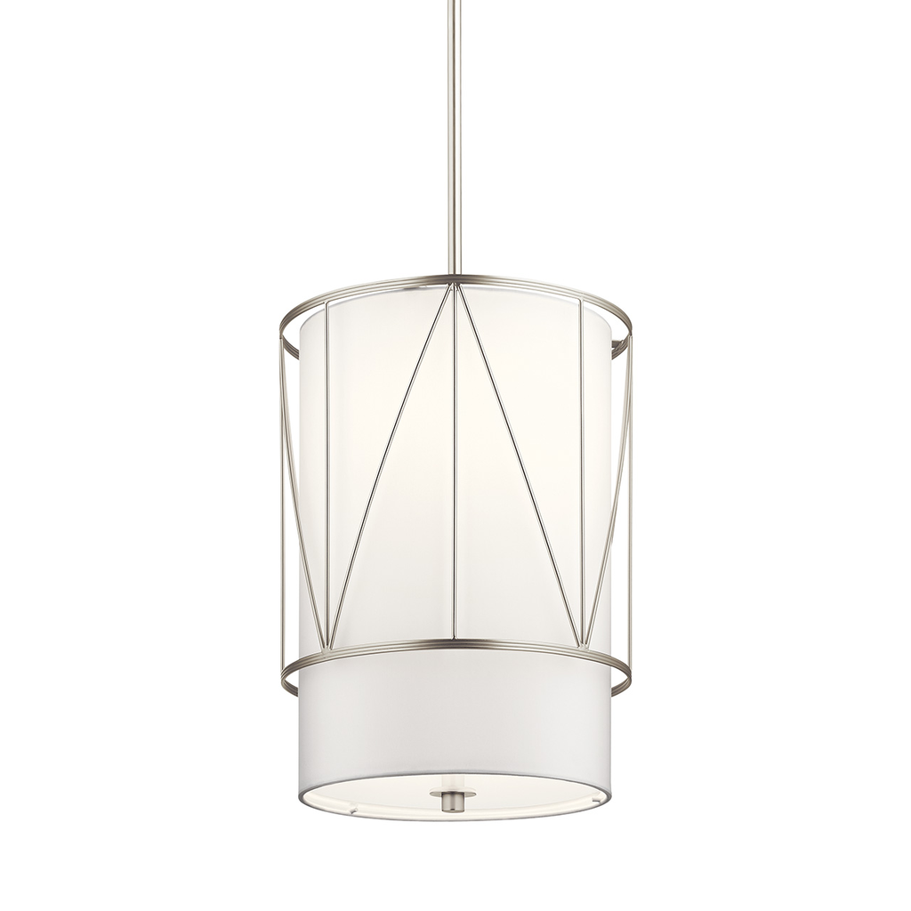 Product image for Kichler 52073SN Birkleigh™ 18.25" 1 Light Pendant with Satin Etched Glass Satin Nickel