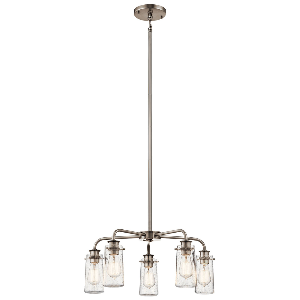 Product image for Kichler 43058CLP Braelyn™ 11.25" 5 Light Chandelier with Clear Seeded Glass Classic Pewter
