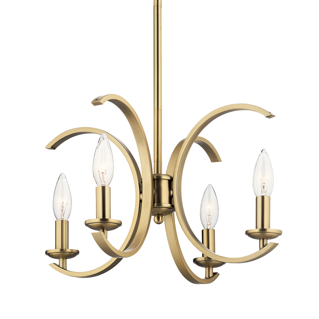 Product image for Kichler 52119BNB Cassadee 16" 4 Light Convertible Pendant/Semi Flush Brushed Natural Brass