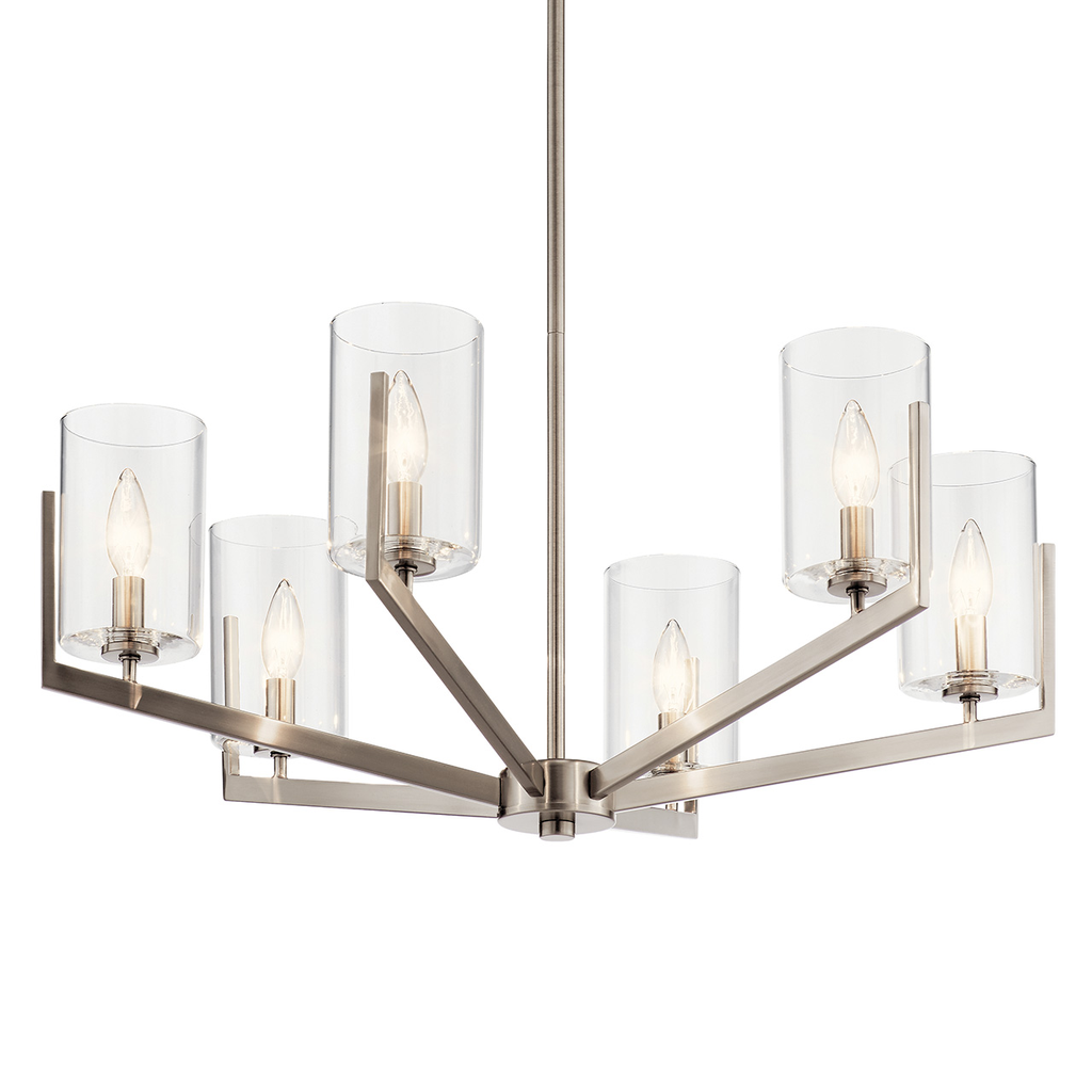 Product image for Kichler 52314CLP Nye™ 14.75" 6 Light Chandelier with Clear Glass Classic Pewter