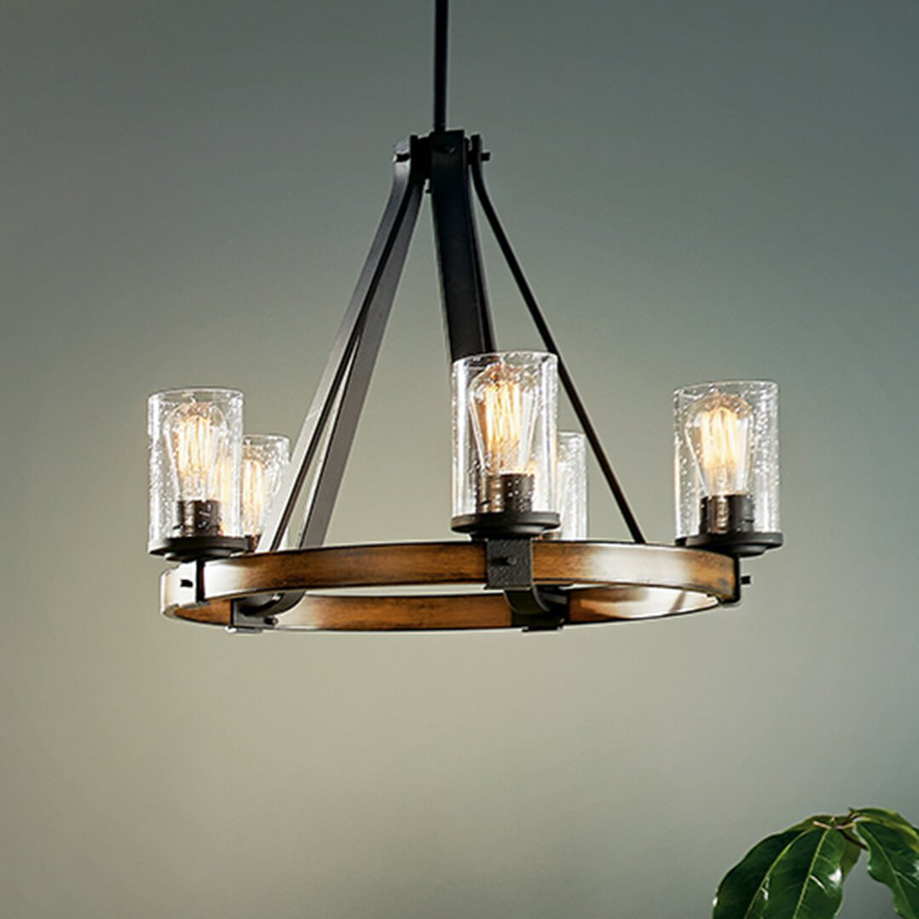Barrington24" Chandelier Black & Wood