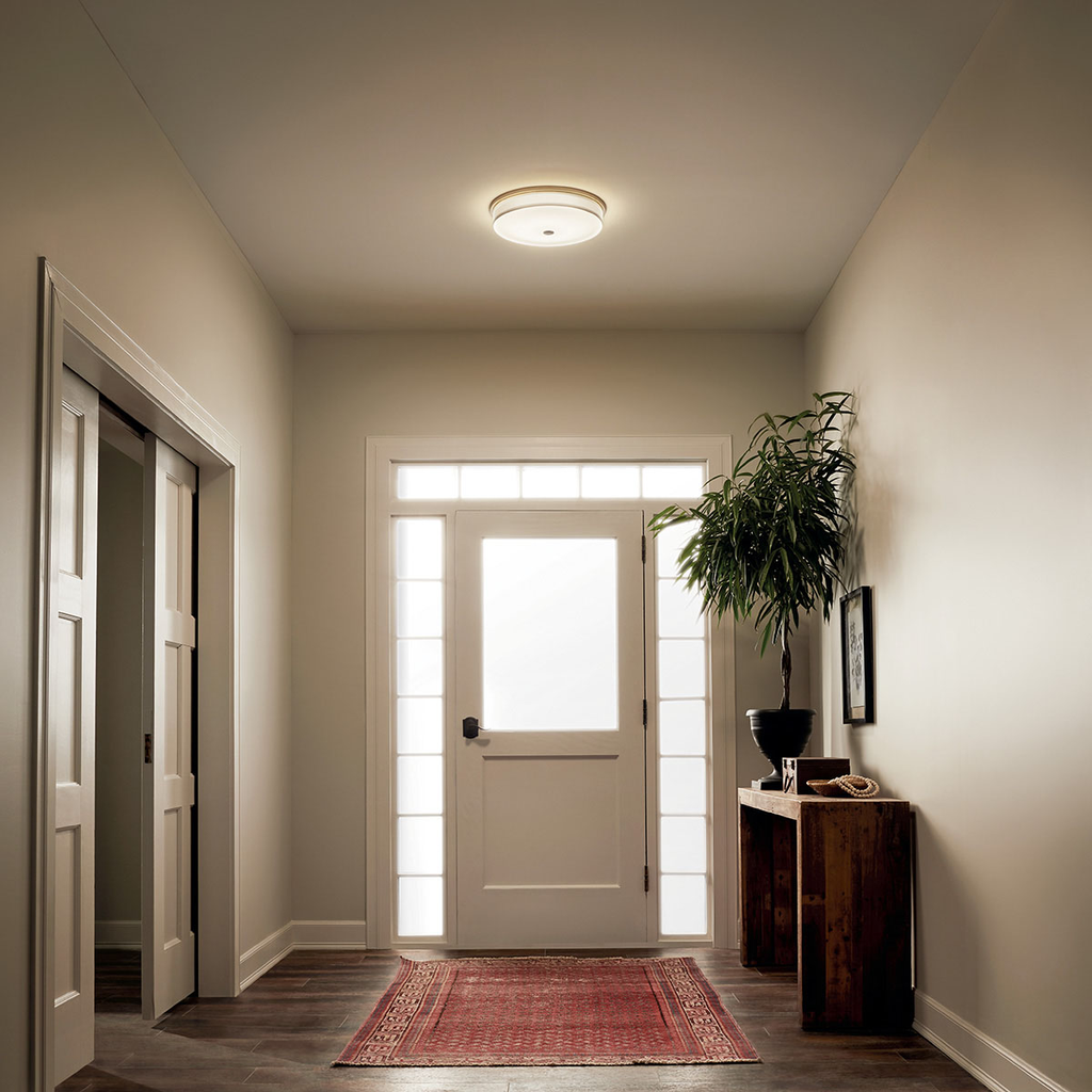 Product image for Kichler 10886NILED Ceiling Space 17.25" LED Flush Mount Brushed Nickel