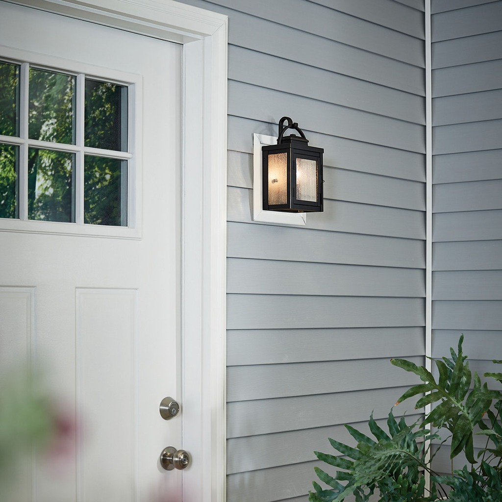 Product image for Kichler 59010RZ Carlson™ 11" 1 Light Outdoor Wall Light with Clear Seeded Glass Rubbed Bronze