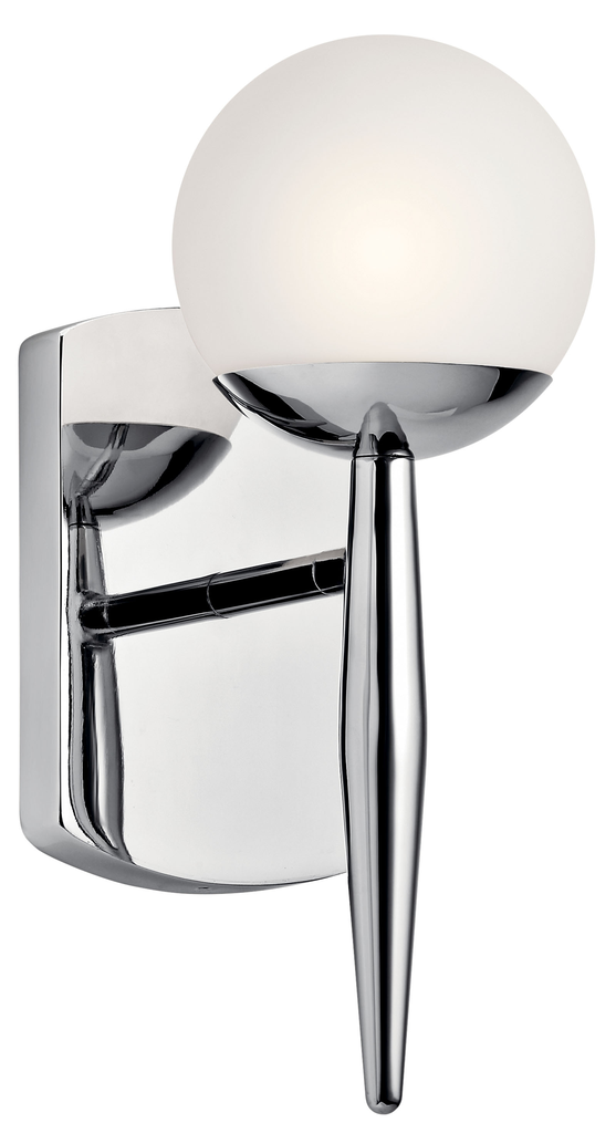 Product image for Kichler 45580CH Jasper 11.5" 1 Light Halogen Wall Sconce with Satin Etched Cased Opal Glass Chrome