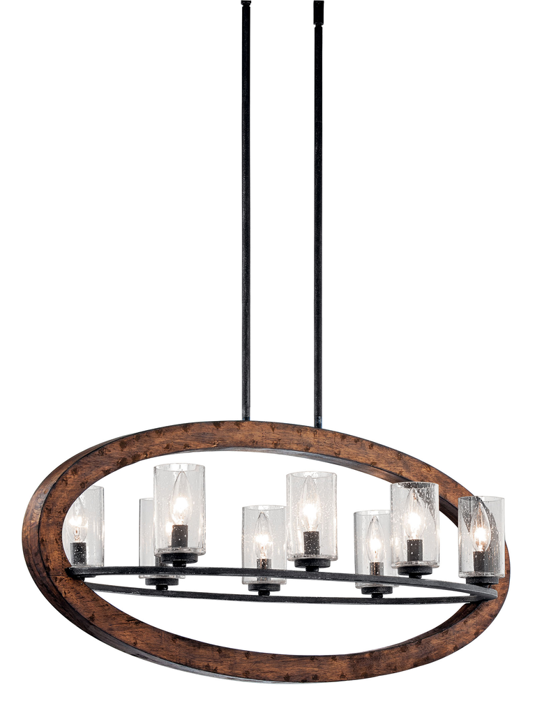 Product image for Kichler 43191AUB Grand Bank™ Oval 8 Light Chandelier Auburn Stain