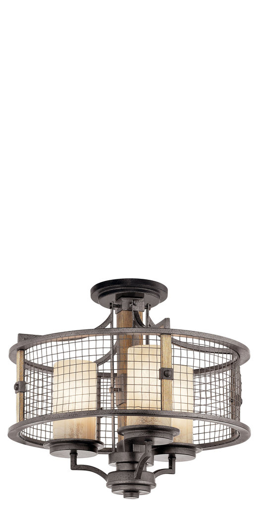 Product image for Kichler 43581AVI Ahrendale™ 3 Light Convertible Chandelier Anvil Iron