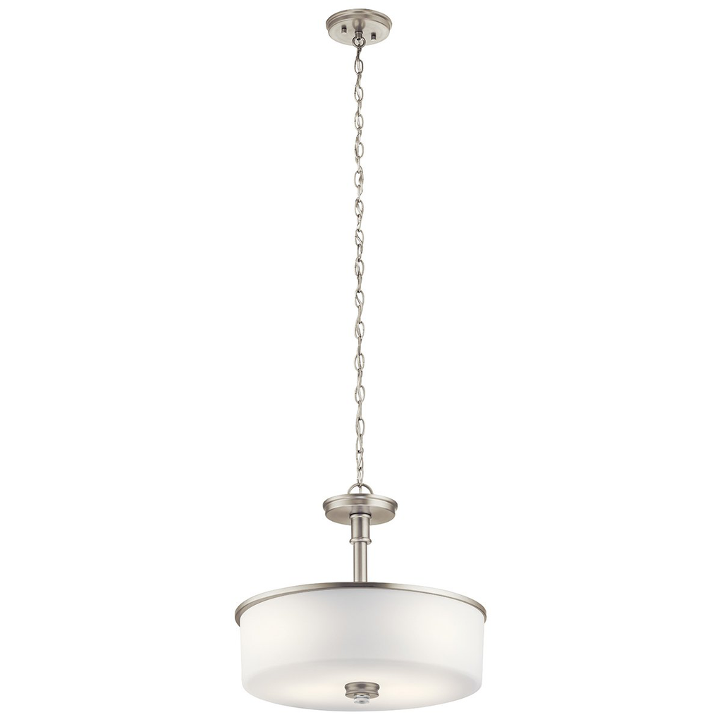 Product image for Kichler 43925NIL18 Joelson™ 3 Light Convertible Pendant with LED Bulbs Brushed Nickel