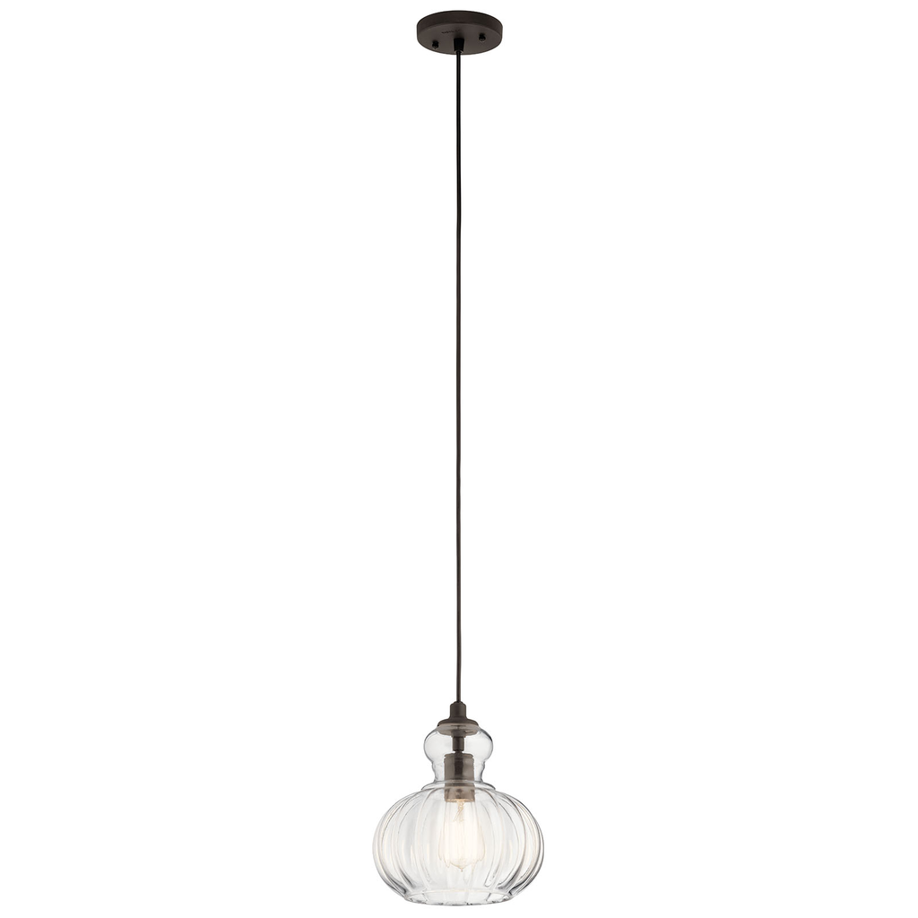 Product image for Kichler 43956OZ Riviera 8.75" 1 Light Mini Pendant Olde Bronze®