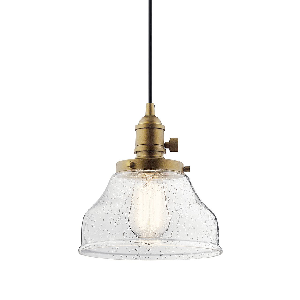 Product image for Kichler 43850NBR Avery 1 Light Bell Mini Pendant Natural Brass