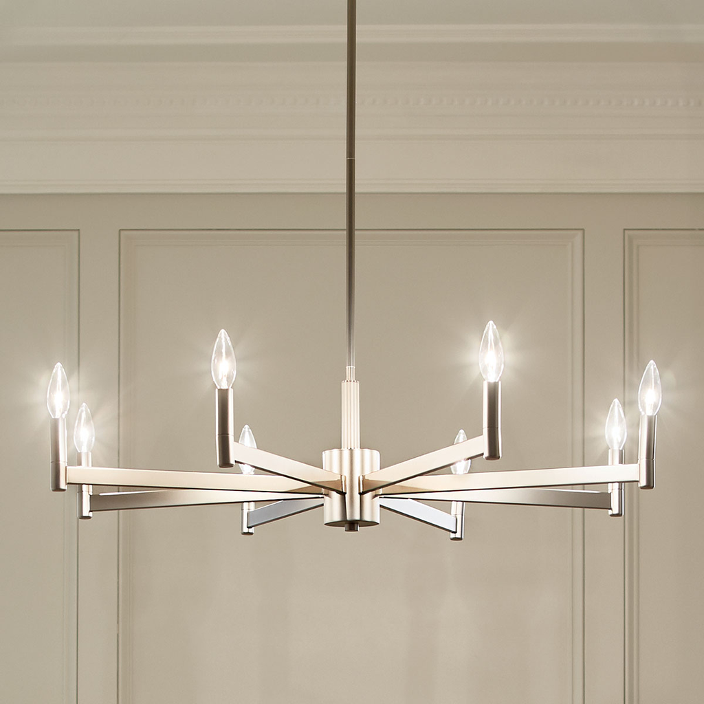 Product image for Kichler 43857SN Erzo™ 8 Light Chandelier Satin Nickel