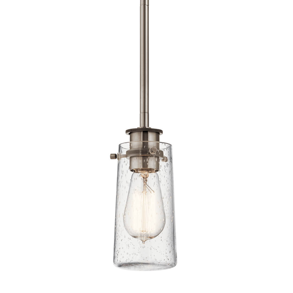 Product image for Kichler 43060CLP Braelyn™ 8.5" 1 Light Mini Pendant with Clear Seeded Glass Classic Pewter