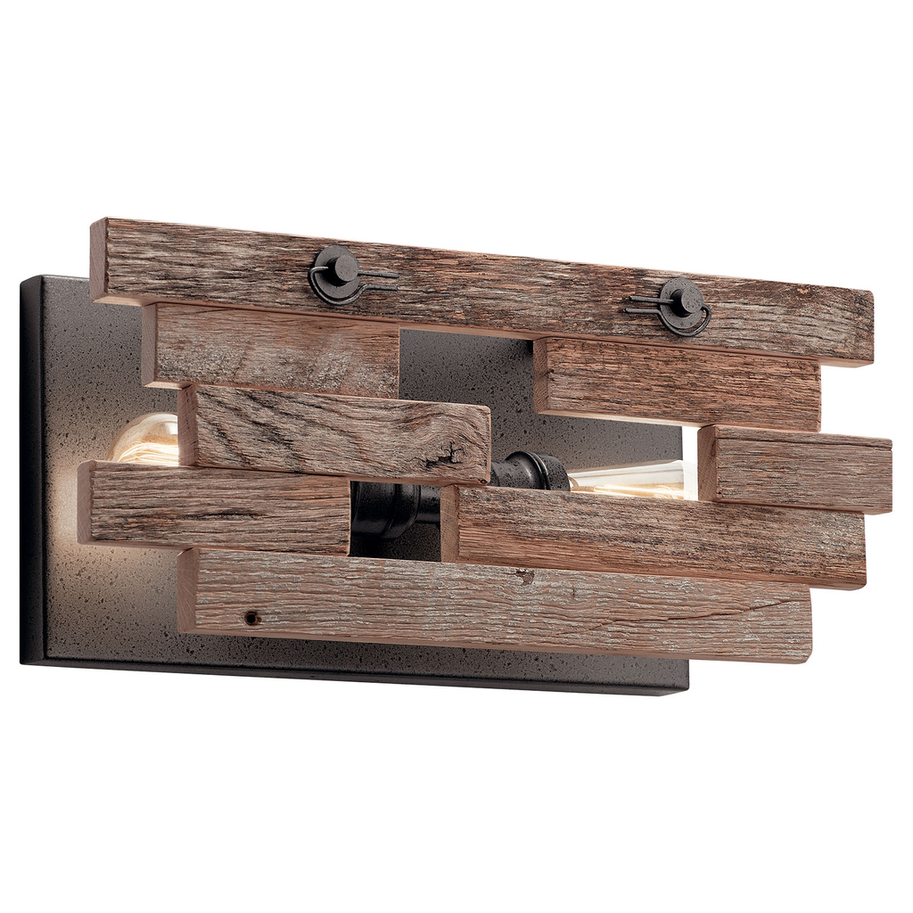 Product image for Kichler 44230AVI Cuyahoga Mill™ 2 Light Wall Sconce Anvil Iron