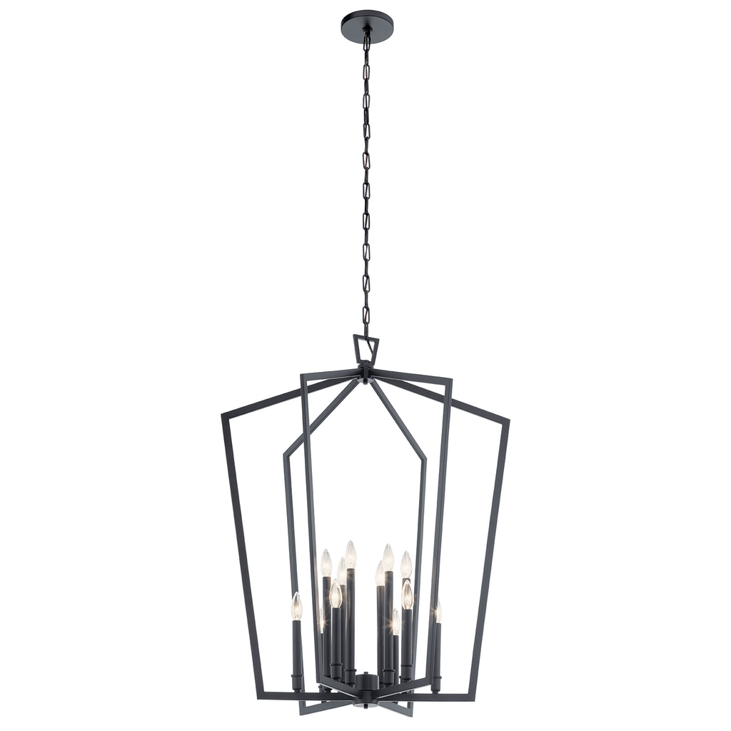 Product image for Kichler 43496BK Abbotswell&#8482; 12 Light Foyer Chandelier Black