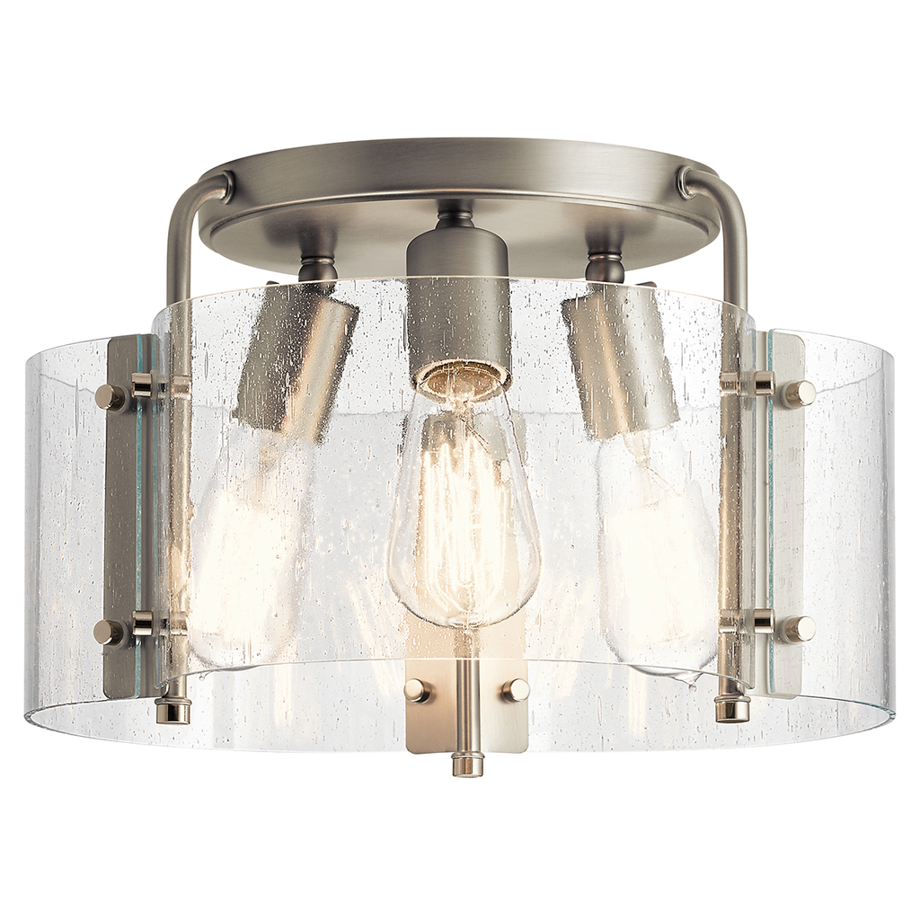 Product image for Kichler 42954NI Thoreau 14" 3 Light Semi Flush Brushed Nickel