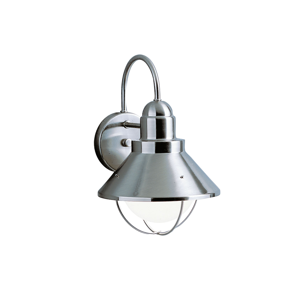 Product image for Kichler 9023NI Seaside™14.25" 1 Light Outdoor Wall Light with Glass Globe Brushed Nickel