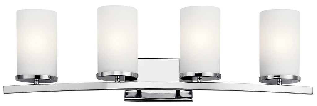 Product image for Kichler 45498CH Crosby 31" 4 Light Vanity Light Satin Etched Cased Opal Chrome