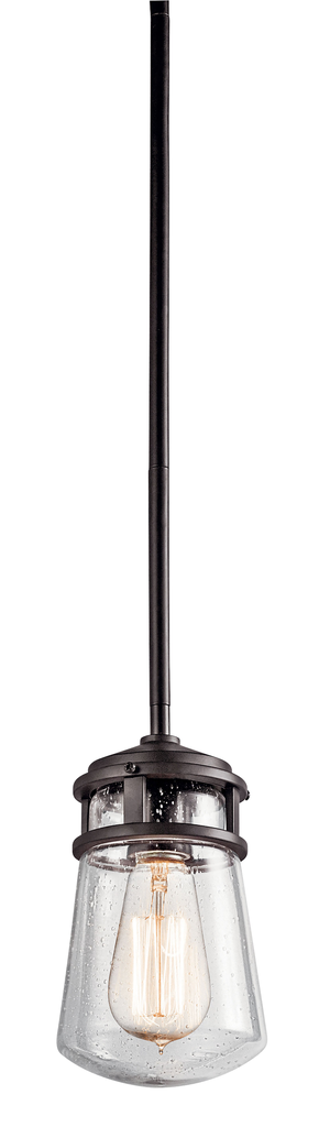 Product image for Kichler 49446AZ Lyndon™ 9.5" 1 Light Pendant with Clear Seeded Glass Architectural Bronze