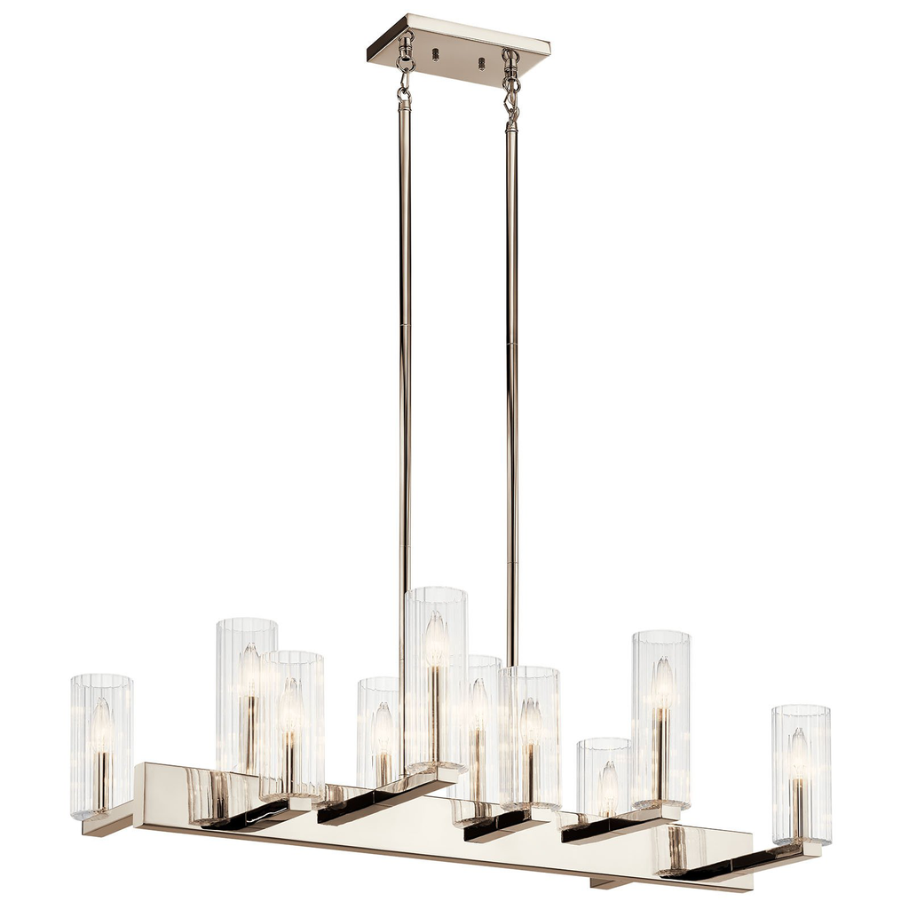 Product image for Kichler 44316PN Cleara™10 Light Linear Chandelier Polished Nickel