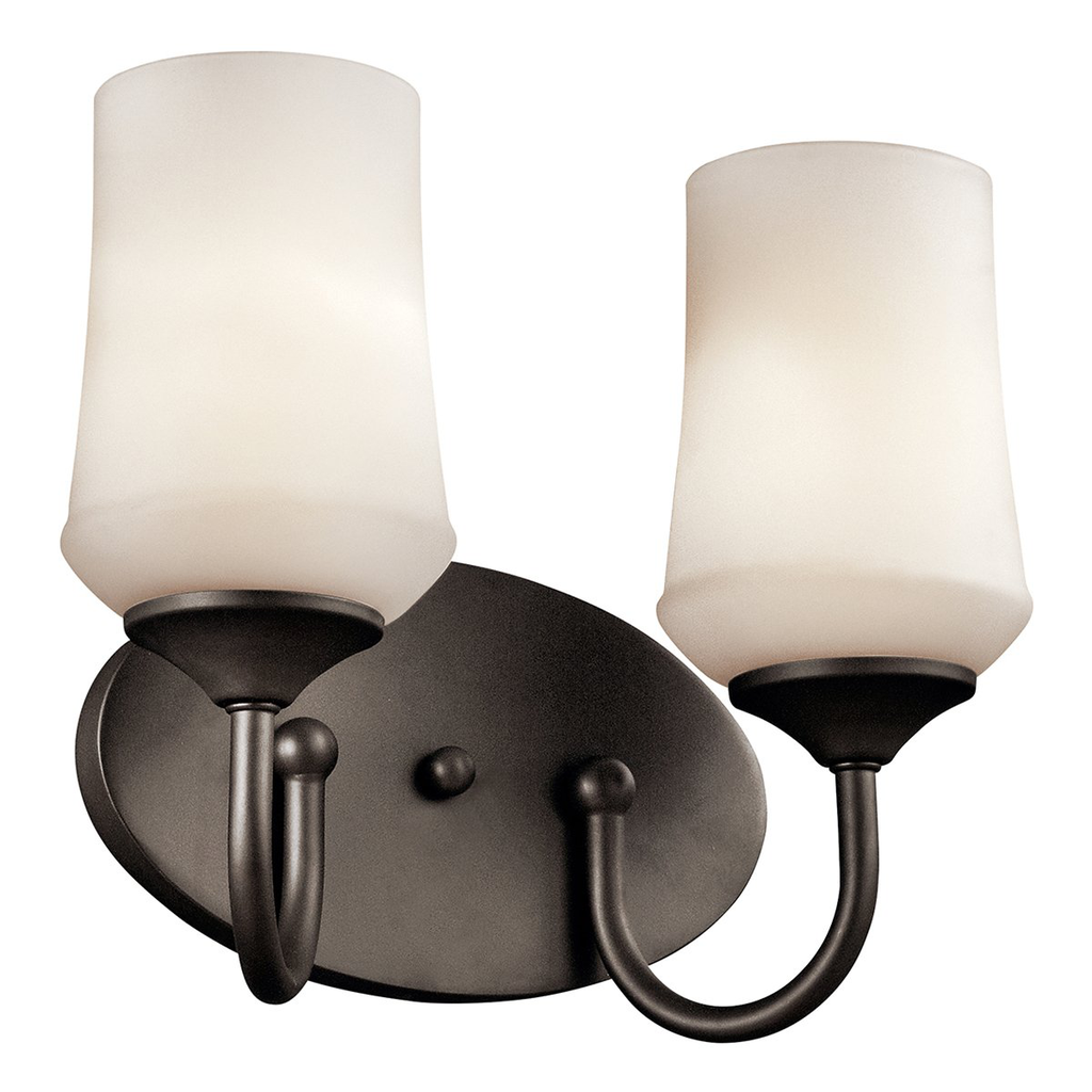 Product image for Kichler 45569OZL18 Aubrey™ 2 Light Vanity Light with LED Bulbs Olde Bronze®