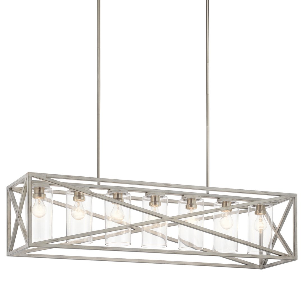 Product image for Kichler 44082DAW Moorgate™ 7 Light Linear Chandelier Distressed Antique White