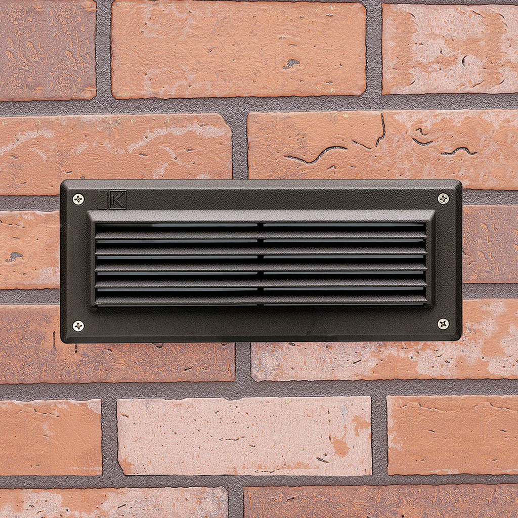 Product image for Kichler 15773AZT27R Louvered Brick Light 2700K LED Textured Architectural Bronze