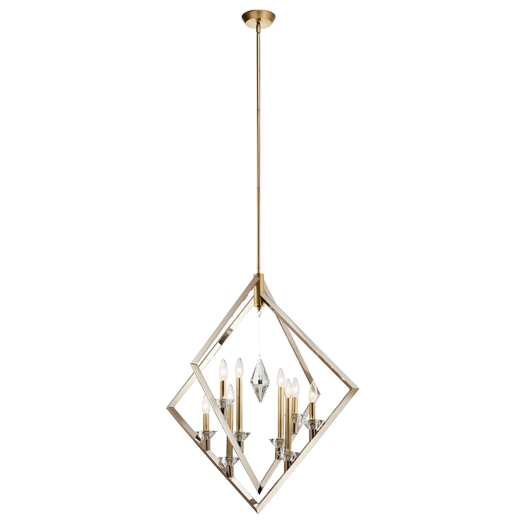 Product image for Kichler 43052PN Layan 8 Light Foyer Pendant Polished Nickel