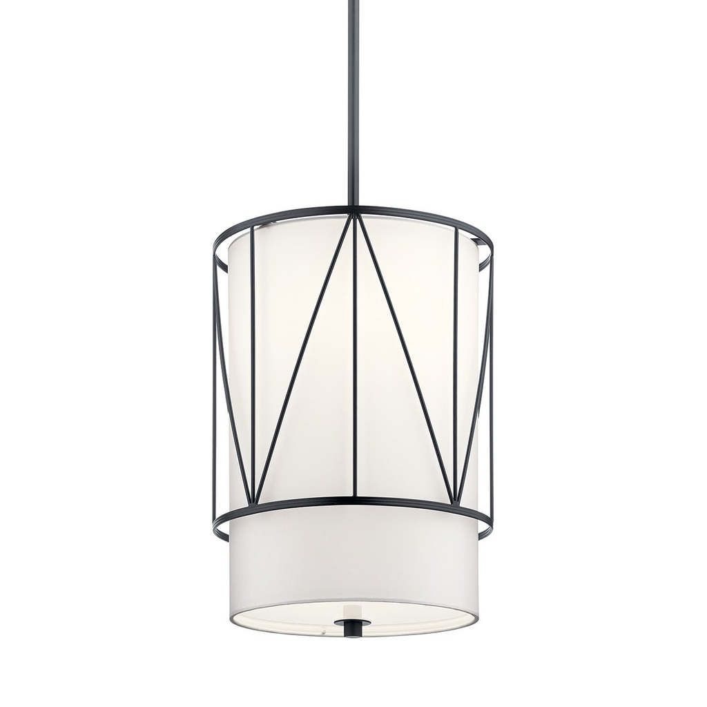Product image for Kichler 52073BK Birkleigh™ 18.25" 1 Light Pendant with Satin Etched Glass Black