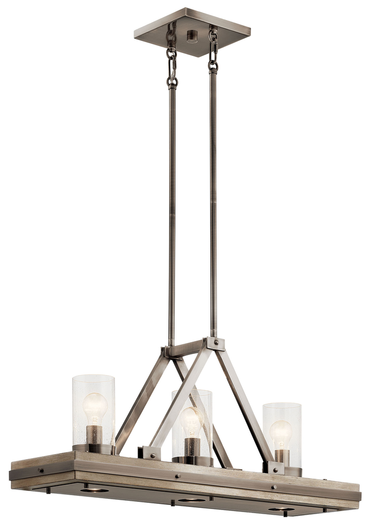 Product image for Kichler 43433CLP Colerne™ 16.75" 6 Light Linear Chandelier with Clear Seeded Glass Classic Pewter