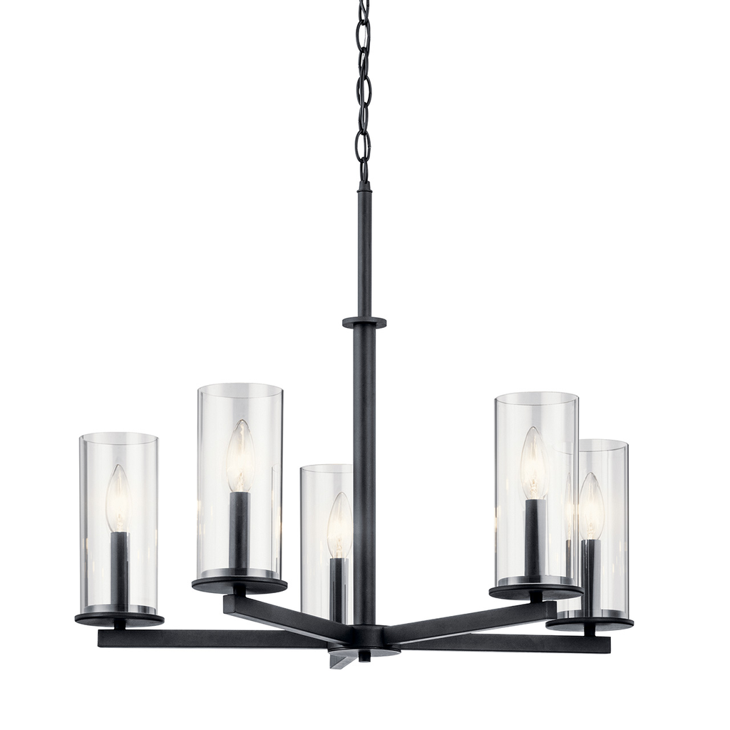 Product image for Kichler 43999BK Crosby 5 Light Chandelier Black
