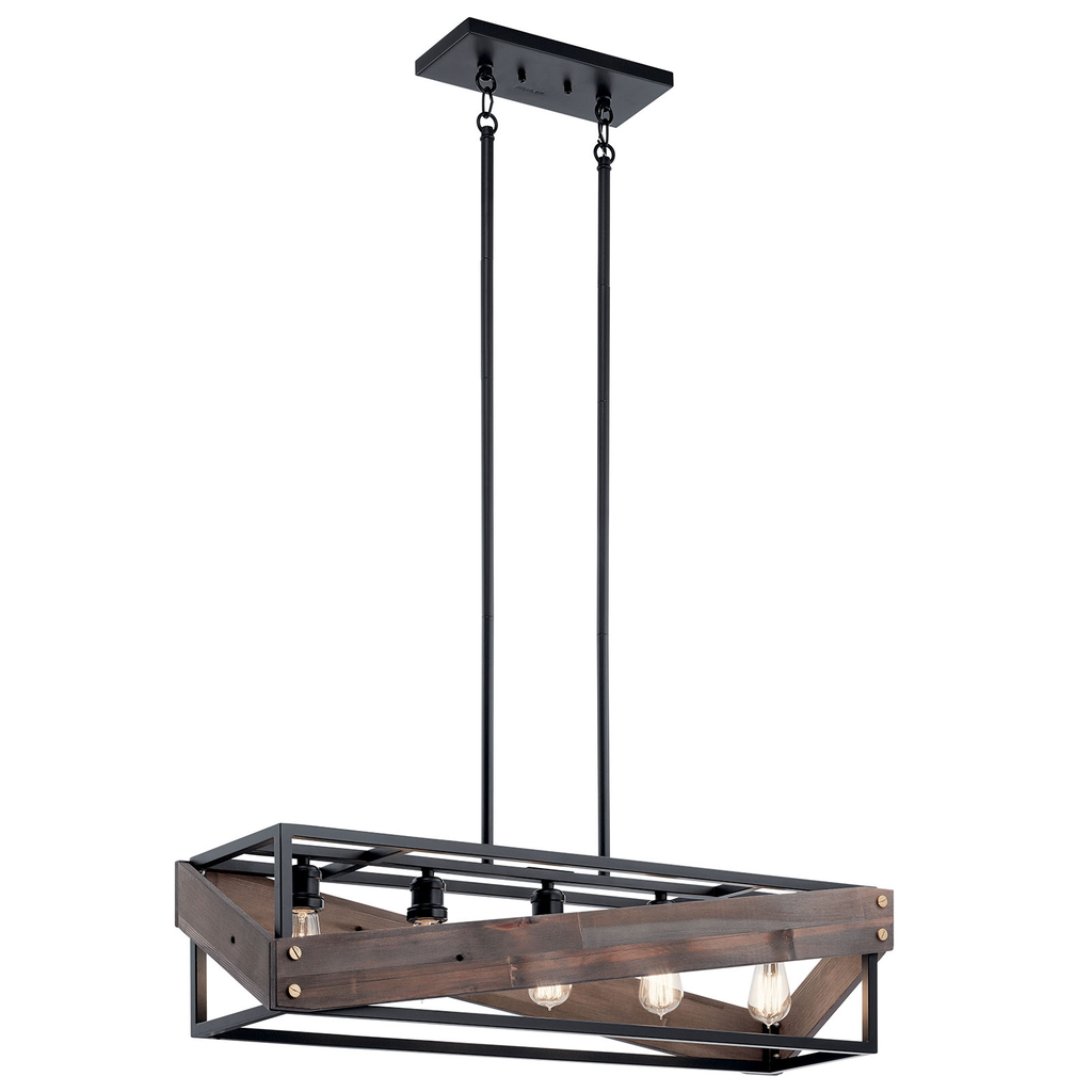 Product image for Kichler 44222BK Fulton Cross™ 5 Light Linear Chandelier Black