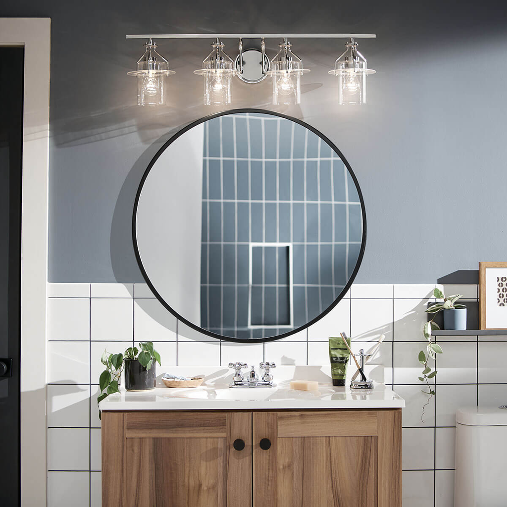 Product image for Kichler 55080PN Everett 4 Light Vanity Light Nickel