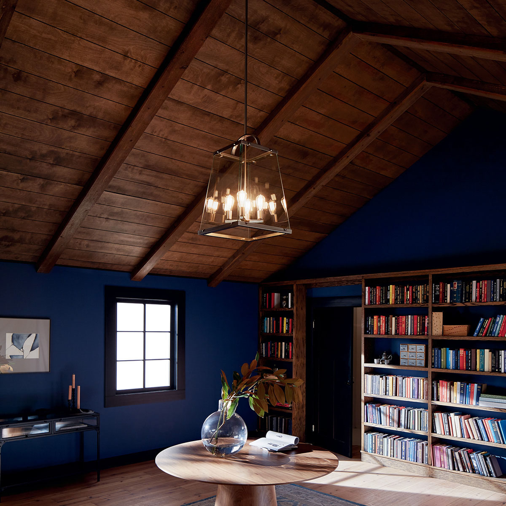 Product image for Kichler 52124CLP Darton™ 25.75" 4 Light Large Foyer Pendant with Clear Glass Classic Pewter