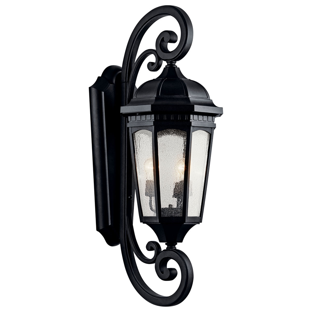 Product image for Kichler 9060BKT Courtyard™ 3 Light Wall Light Textured Black