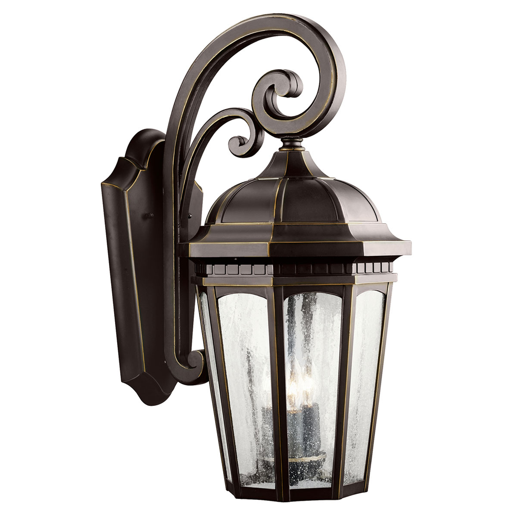 Product image for Kichler 9034RZ Courtyard™ 3 Light Wall Light Rubbed Bronze™