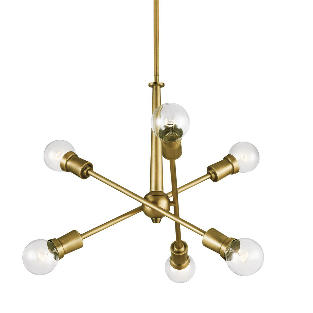 Product image for Kichler 43095NBR Armstrong 6 Light Chandelier Natural Brass