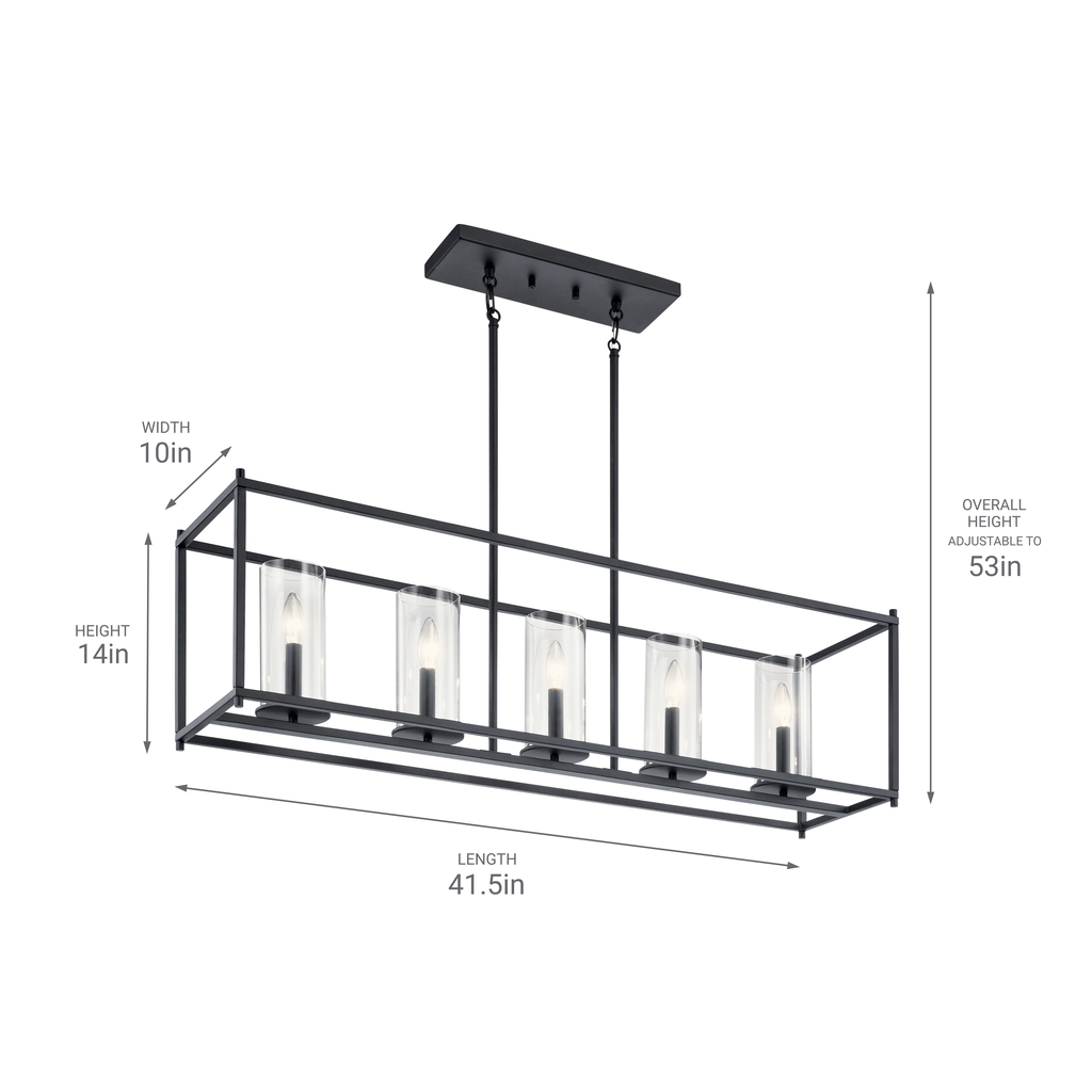 Crosby 5 Light Linear Chandelier Black