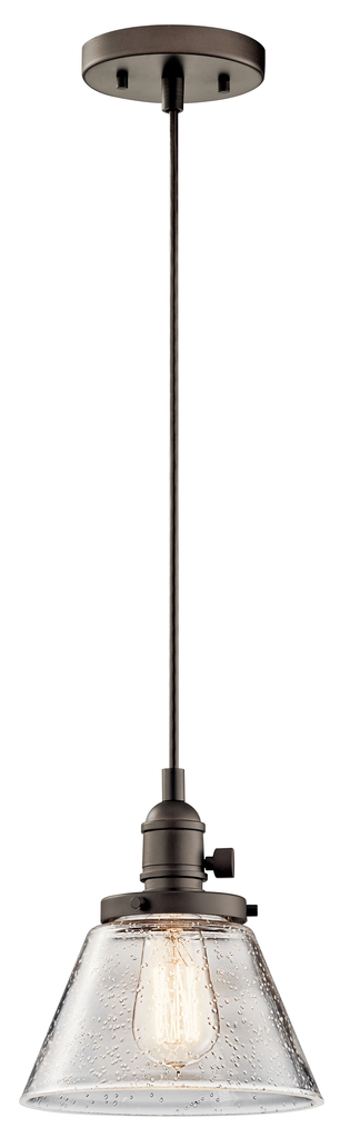Product image for Kichler 43851OZ Avery™ 1 Light Cone Mini Pendant Olde Bronze®