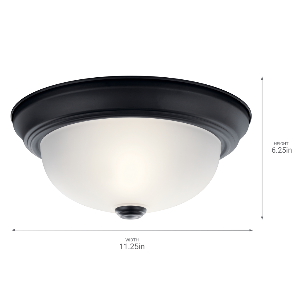11.25" 2 Light Flush Mount Black