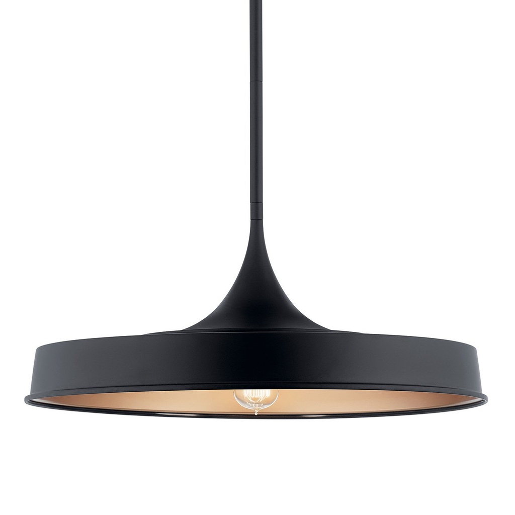 Product image for Kichler 52096BK Elias 9.75" 1 Light Convertible Pendant Black