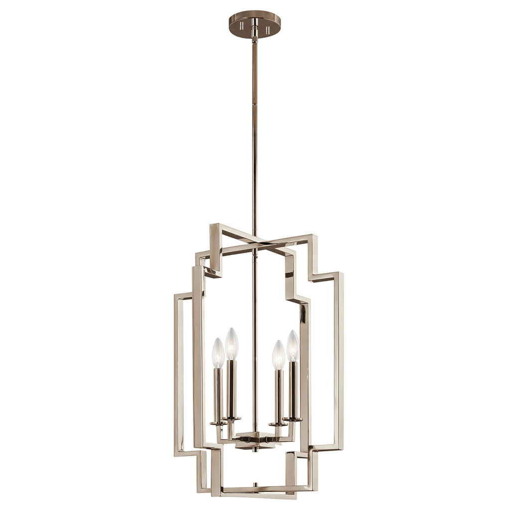 Product image for Kichler 43965PN Downtown Deco Large 4 Light Foyer Pendant PN