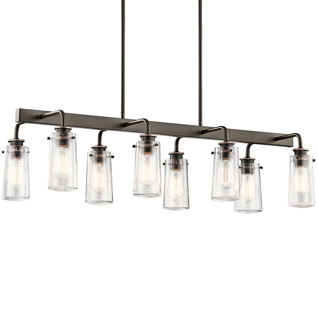 Product image for Kichler 43457OZ Braelyn™ 11.25" 8 Light Linear Chandelier with Clear Seeded Glass Olde Bronze®