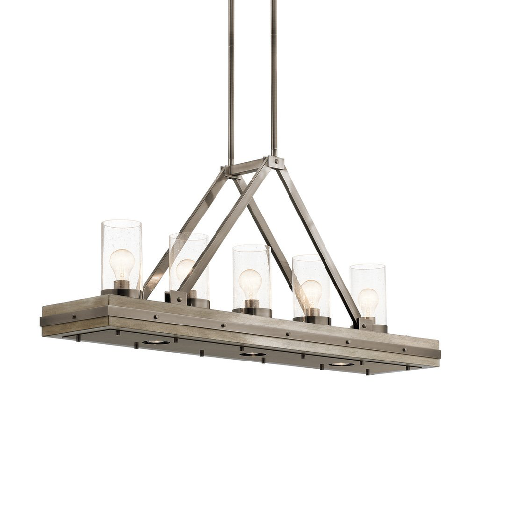 Product image for Kichler 43491CLP Colerne™ 46.5" 8 Light Linear Chandelier with Clear Seeded Glass Classic Pewter