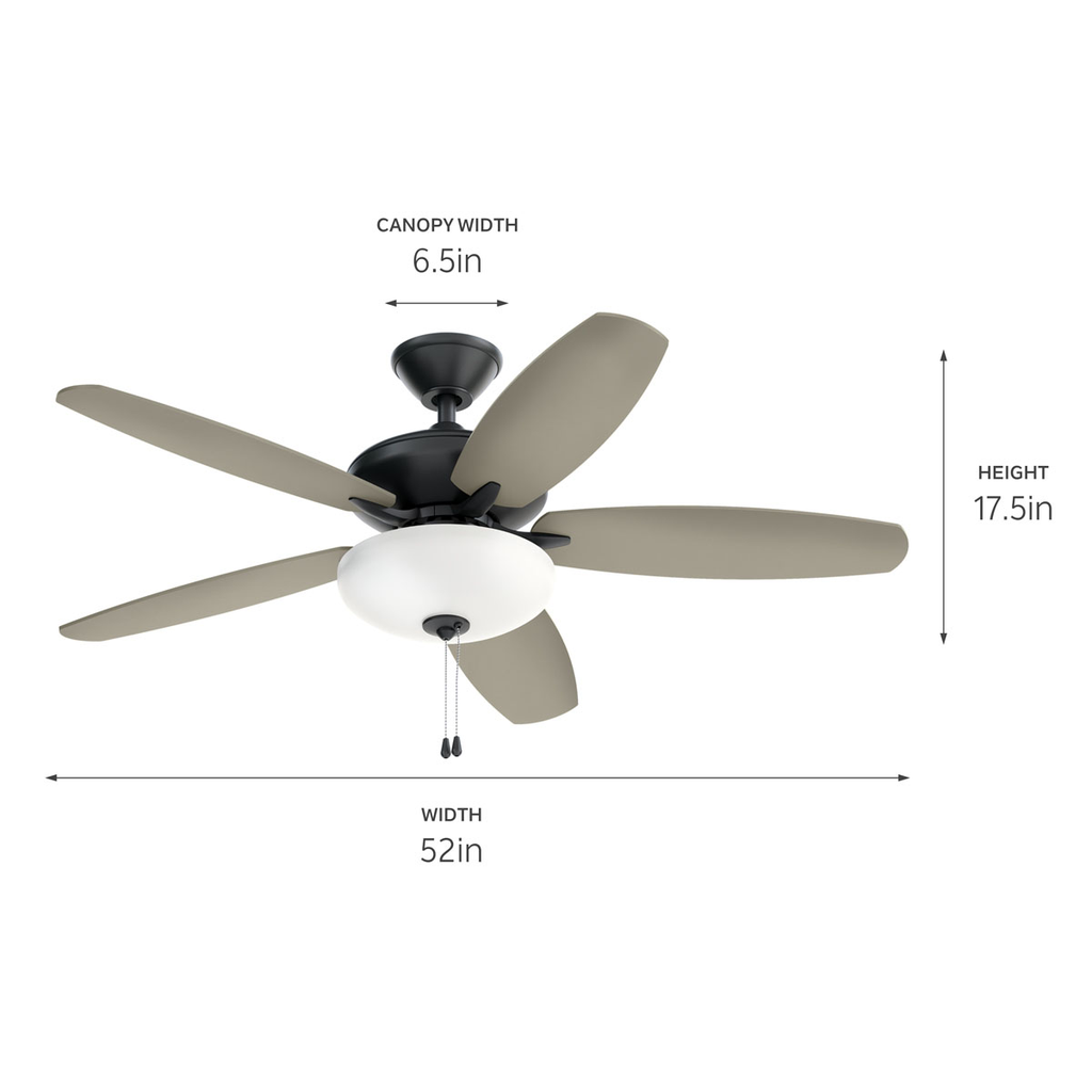 52" Renew Select Ceiling Fan Satin Black