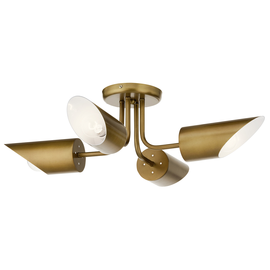 Product image for Kichler 52164NBR Trentino 4 Light Semi Flush Natural Brass